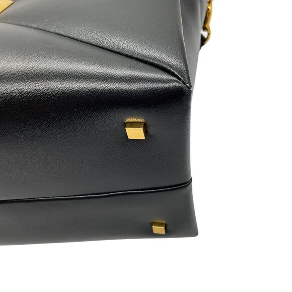 Valentino Black / Gold Medium One Stud Leather Handbag - Picture 8 of 14